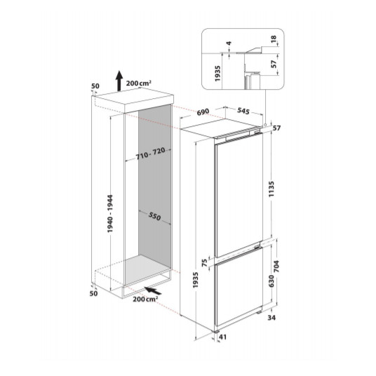 Sisäänrakennettu jääkaappi Whirlpool SP40 802 EU 2