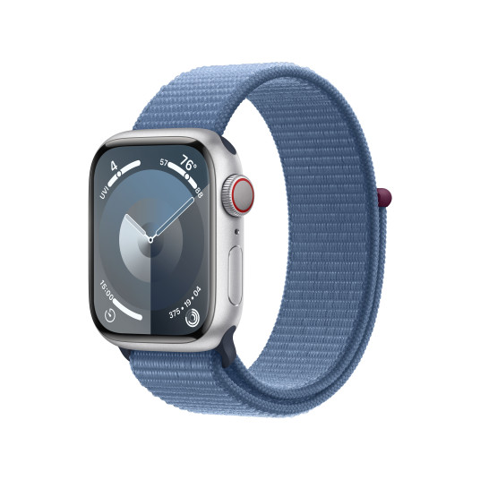 Älykello Apple Watch Series 9 GPS + Cellular 41mm Silver Aluminium Case with Winter Blue Sport Loop MRHX3ET/A