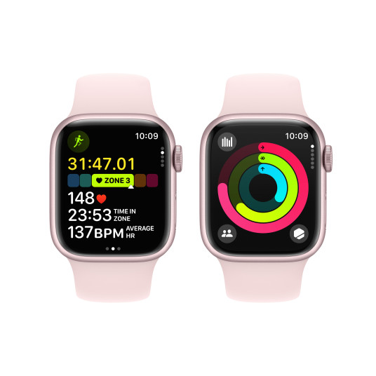 Älykello Apple Watch Series 9 GPS + Cellular 41mm Pink Aluminium Case with Light Pink Sport Band - S/M MRHY3ET/A