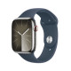 Älykello Apple Watch Series 9 GPS + Cellular 45mm Silver Stainless Steel Case with Storm Blue Sport Band - S/M MRMN3ET/A