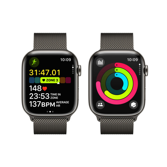 Älykello Apple Watch Series 9 GPS + Cellular 45mm Graphite Stainless Steel Case with Graphite Milanese Loop MRMX3ET/A