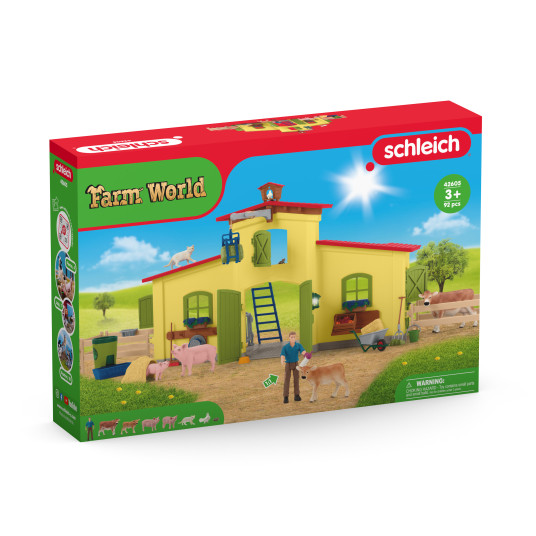 SCHLEICH FARM WORLD Suuri navetta eläimillä ja tarvikkeilla