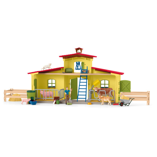 SCHLEICH FARM WORLD Suuri navetta eläimillä ja tarvikkeilla