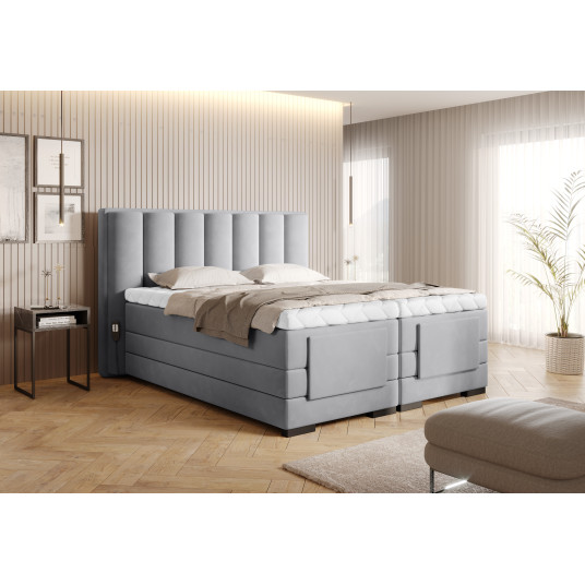 Sähköinen mannermainen sänky Veras 180x200, harmaa, kangas Sola 6