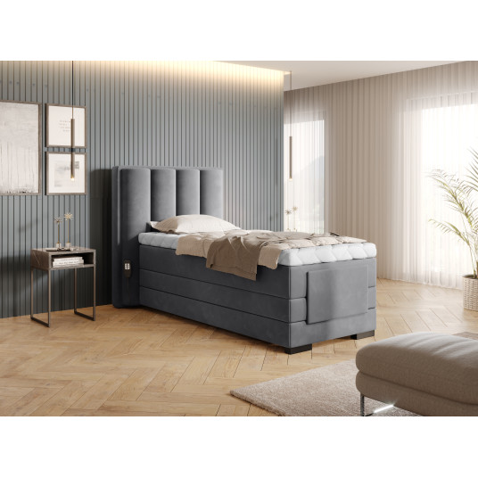 Sähköinen mannermainen sänky Veras 90x200, harmaa, kangas Sola 6