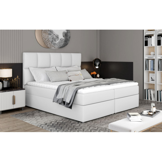 Mannermainen sänky sänkylaatikolla Kiiltävä 145x210, valkoinen, kangas Pehmeä 17