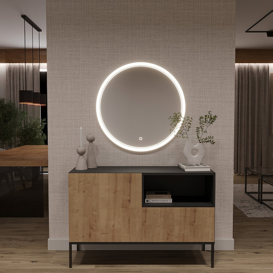 Peili LED-valolla Oranssi L, 80x80x4cm