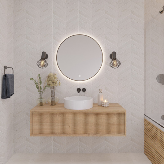 Peili LED-valolla Divissi A, 60x60x3cm, musta