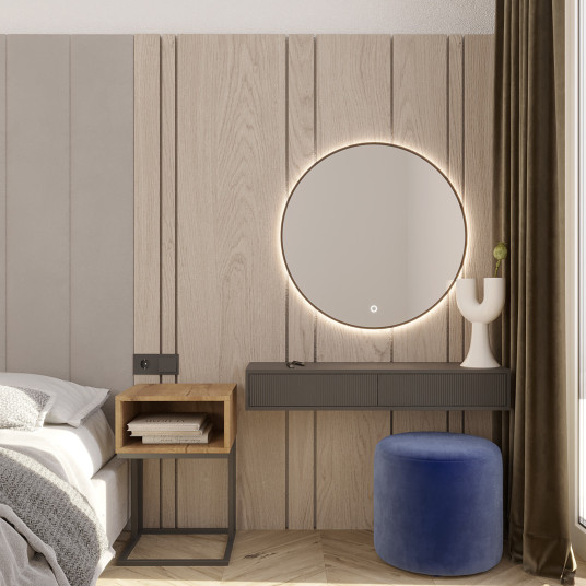 Peili LED-valolla Divissi A, 60x60x3cm, musta