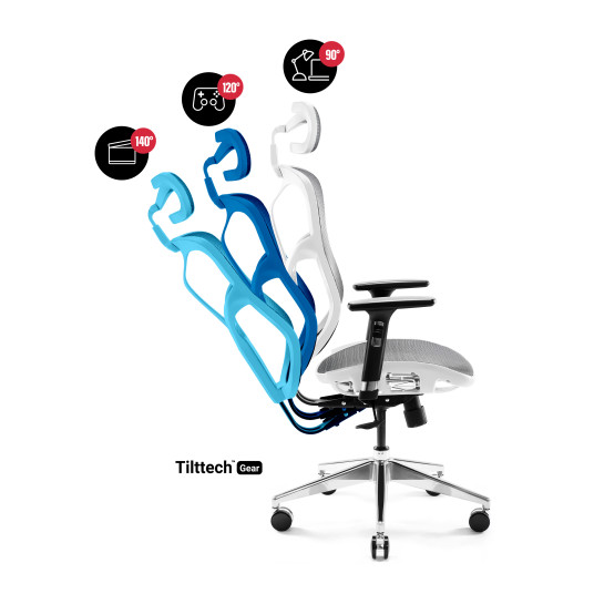 Ergonominen tuoli DIABLO V-BASIC: valkoinen-harmaa
