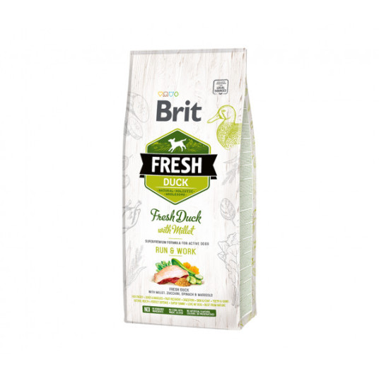 Brit Fresh Duck Millet Active Run&Work -kuivaruoka koirille 12 kg