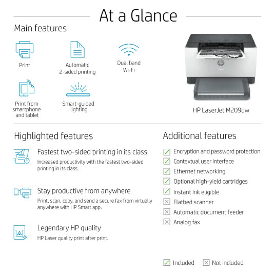 Tulostin HP Laserjet Pro M209dw 6GW62F