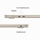 Kannettava tietokone MacBook Air 15.3" Apple M2 8C, RAM 16GB, SSD 512GB, Mac OS, INT, Starlight MQKV3ZE/A/R1