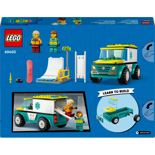 LEGO® 60403 City Ambulanssi ja lumilautailija
