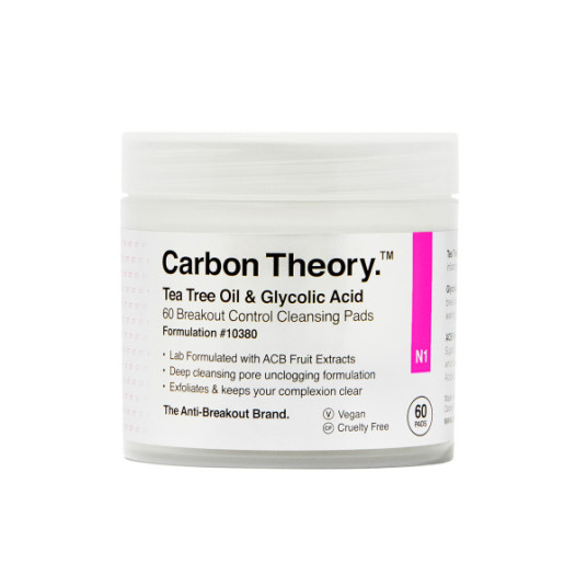 Carbon Theory - Carbon Theory Teepuuöljy ja glykolihappo 60 Breakout Control -puhdistustyynyt 60 ks
