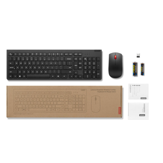 LENOVO ESSENTIAL WIRELESS YHDISTETYT NÄPPÄIMISTÖ JA HIIRI GEN2 MUSTA US EURO 103P