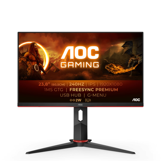 Monitori AOC 24G2ZU/BK | 23.8 " | IPS | FHD | 16:9 | 1 ms | 350 cd/m² | Black | Headphone out (3.5mm) | HDMI ports quantity 2 | 240 Hz