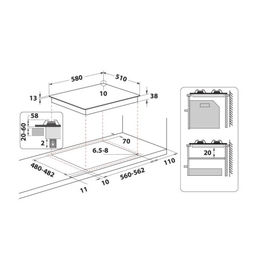 Whirlpool TGML 650 IX kaasukeittotaso 