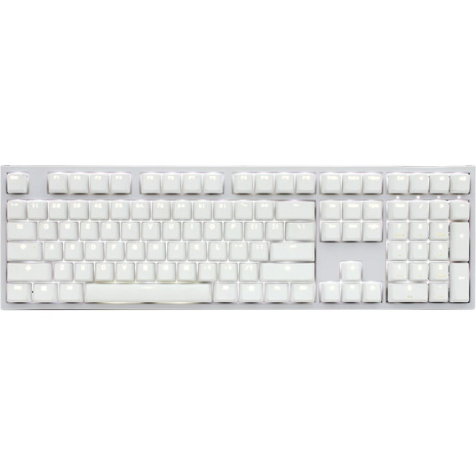 Ducky One 2 White Edition PBT-pelinäppäimistö, MX-Blue, valkoinen LED - valkoinen