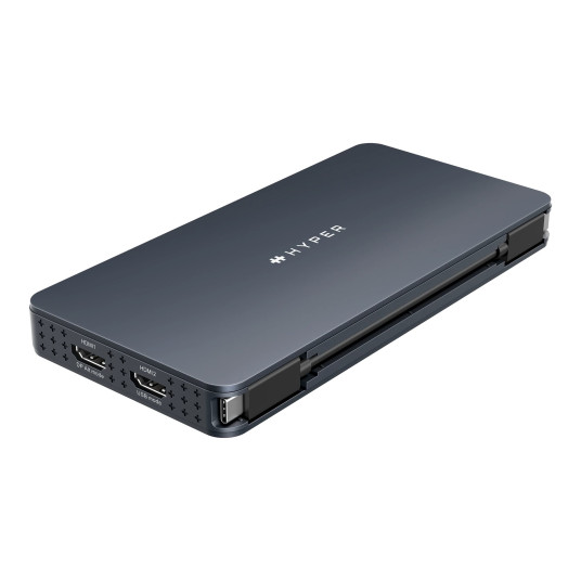 Hyper HyperDrive Universal Silicon Motion USB-C 10-in1 Dual HDMI -telakointiasema - harmaa - vain B2B