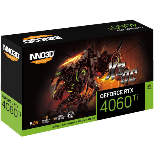 NÄYTTÖKORTTI INNO3D Geforce RTX 4060 TI X3 OC NVIDIA 8 Gt GDDR6 DLSS 3