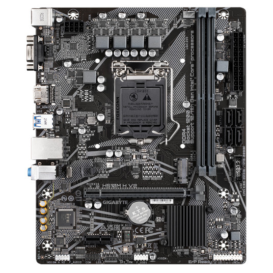 Gigabyte H510M H V2 1.0 M/B Prosessoriperhe Intel, Prosessorikanta LGA1200, DDR4 DIMM, Muistipaikat 2, Tuetut kiintolevyliitännät SATA, M.2, SATA-liittimien määrä 4, Piirisarja Intel H470 Express, Micro ATX