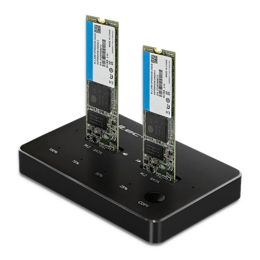 Qoltec-telakointiasema 2x SSD M.2 SATA | NGFF | USB-tyyppi C