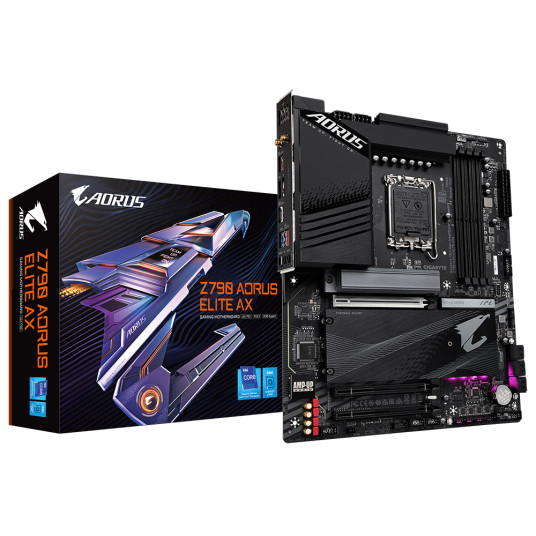 Gigabyte Z790 AORUS ELITE AX-W 1.1 M/B Prosessoriperhe Intel, Prosessorikanta LGA1700, DDR5 DIMM, Muistipaikat 4, Tuetut kiintolevyliitännät SATA, M.2, SATA-liittimien määrä 6, Piirisarja Intel Z790 Express, ATX