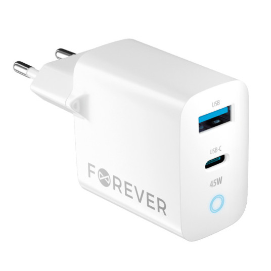 Forever TC-06 GaN Laturi PD / QC / 1x USB-C / 1x USB / 45W