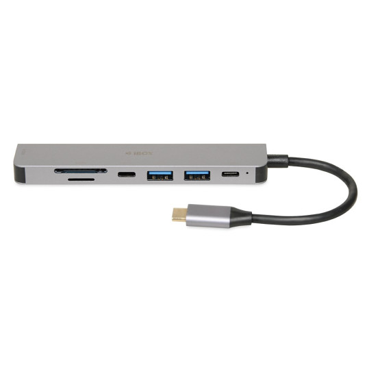 iBox IUH3SL4K kannettavan telakointi/liitintoistin USB 3.2 Gen 1 (3.1 Gen 1) Type-C Virransyöttö 100 W hopea