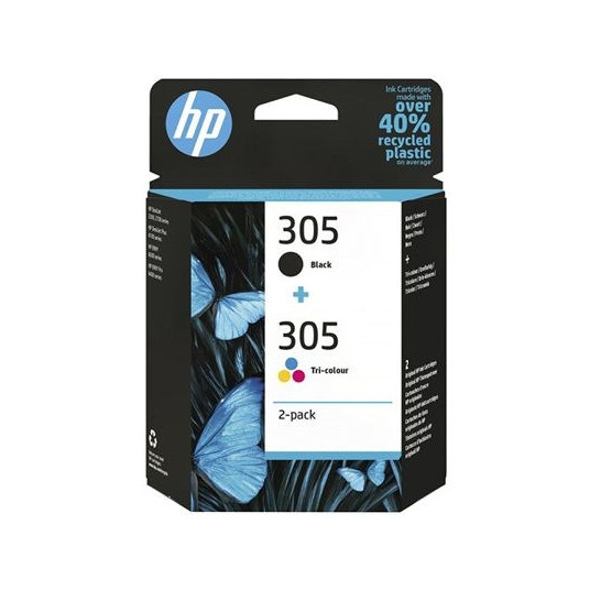 HP 305 2-pack kolmivärinen/musta alkuperäinen mustekasetti