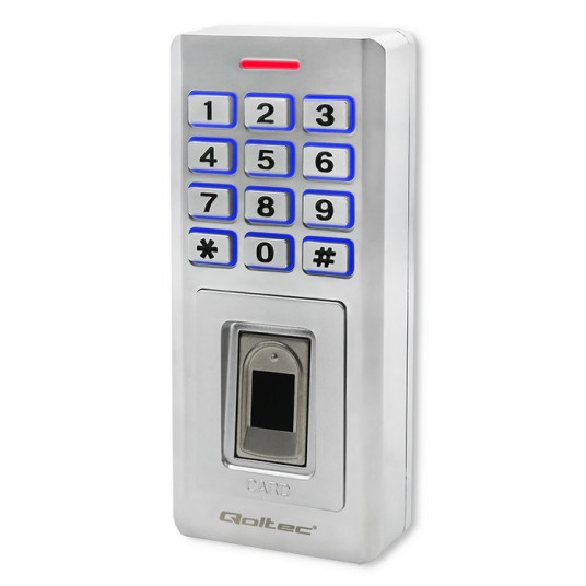Qoltec 52447 Koodilukko OBERON sormenjälkitunnistimella | RFID | Koodi | Kortti | avaimenperä | Ovikello | IP68 | EM