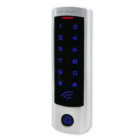 Qoltec 52445 Koodilukko DIONE RFID-lukijalla Code | Kortti | avaimenperä | Ovikellon painike | IP68 | EM
