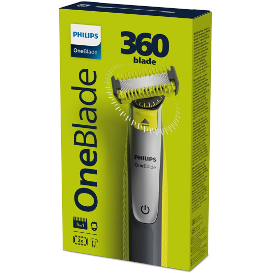 Philips QP2834/20 OneBlade 360 -parranajokone kasvoille ja vartalolle, musta/vihreä