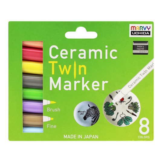 Tussit keramiikkaan ja posliiniin "Marvy Ceramic Twin Marker" 335-8B Pastelli 8 kpl.