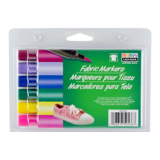 Tussit tekstiileille siveltimen kärjellä "Fabric Marker Brush" 530-6E Kirkas 6 kpl.