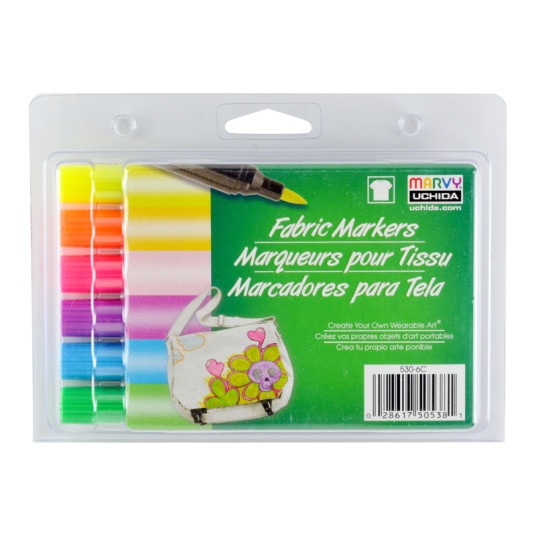 Tussit tekstiileille siveltimen kärjellä "Fabric Marker Brush" Fluo 530-6C 6 kpl,