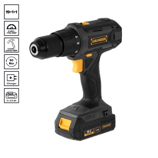 Iskuporakone akulla Grunder CD-L1318, 18 V, 2 Ah 