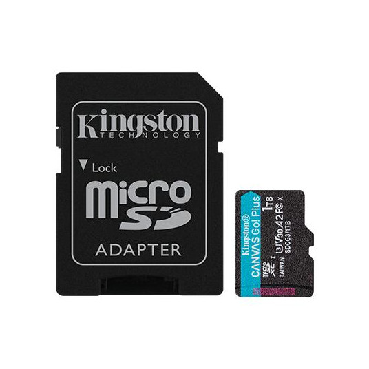 Kingston microSDXC Canvas Go! Plus 1TB 170R A2 U3 V30 kortti + sovitin
