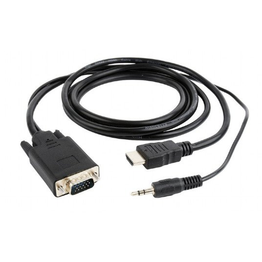 Gembird A-HDMI-VGA-03-10M videokaapelisovitin VGA (D-Sub) HDMI + 3,5 mm musta