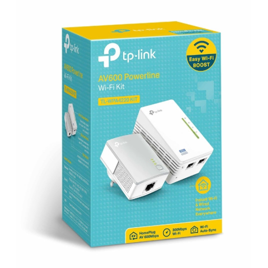 TP-LINK Powerline Adapters Kit TL-WPA4220 KIT 10/100 Mbit/s, Ethernet LAN (RJ-45) portit 2, 802.11n, 2.4GHz, Wi-Fi-tiedonsiirtonopeus (max) 300 Mbit/s