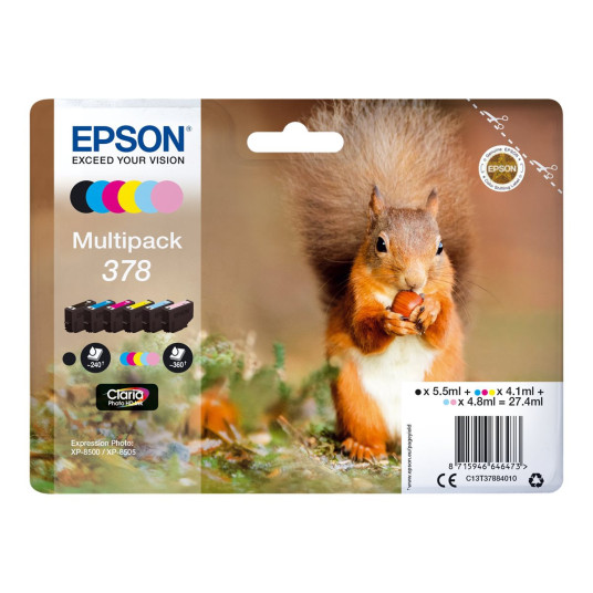 Epson 378 -mustekasettipakkaus, 6 väriä