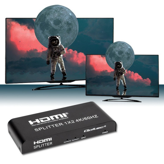 Qoltec 51797 Active HDMI Splitter 2 x HDMI 4K x 2K | 6 Gb/s | 60 Hz