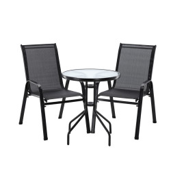 Ulkokalusteet - Musta (pöytä - 2 tuolia) 