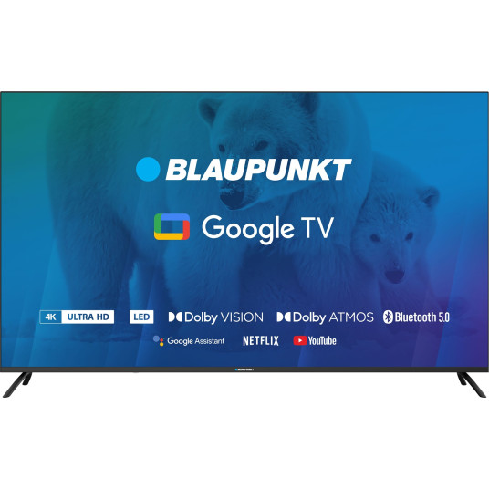 TV 65" Blaupunkt 65UBG6000S 4K Ultra HD LED, GoogleTV, Dolby Atmos, WiFi 2,4-5GHz, BT, musta