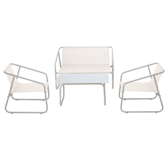 Ulkokalusteet - Valkoinen (pöytä - 2 tuolia - sohva)