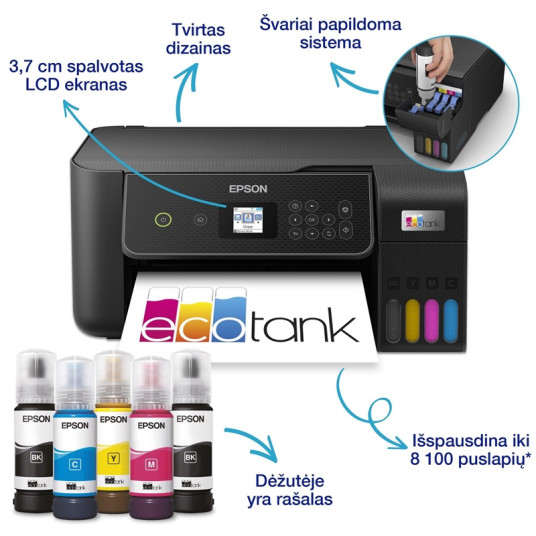 Epson EcoTank L3280, 3in1, tulosta, skannaa, kopioi