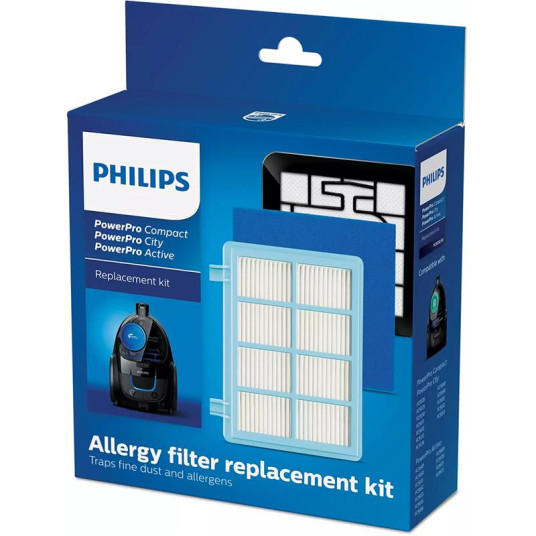 Philips Replacement Kit FC8010/02, Allergy H13 -suodattimen vaihtosarja, joka on yhteensopiva Philips PowerPro Compact-, PowerPro Active- ja PowerPro City -sarjojen kanssa