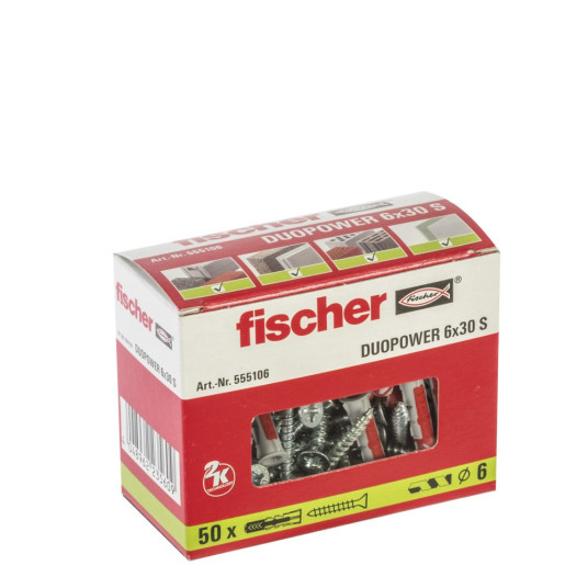 Yleiskiinnitys Fischer DUOPOWER 6X30 S ruuvilla 50 kpl.