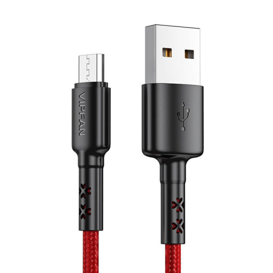 USB-mikro-USB-kaapeli Vipfan X02, 3A, 1,8 m (punainen)